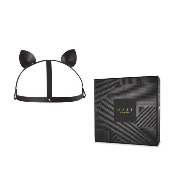Маска кішечки Bijoux Indiscrets MAZE - Cat Ears Headpiece Black, екошкіра Sex Aura Київ - фото 2
