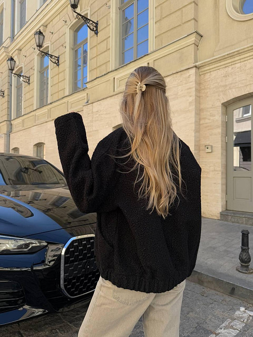 Женский стильный бомбер на кнопках кашемир барашек Одесса - изображение 3