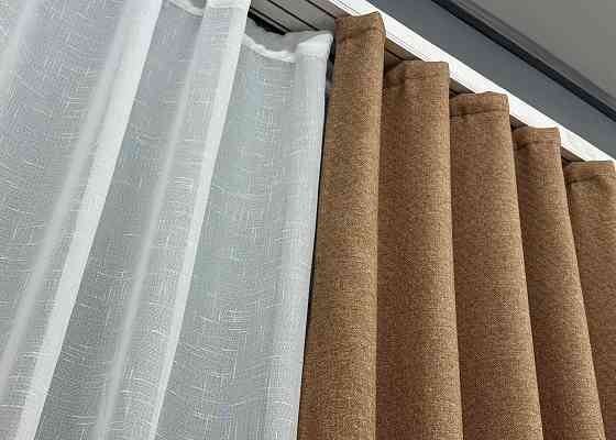 Шторна тканина преміум класу льон фактурний, колекція “ELEMENTA” колір світло-коричневий 1865ш Київ