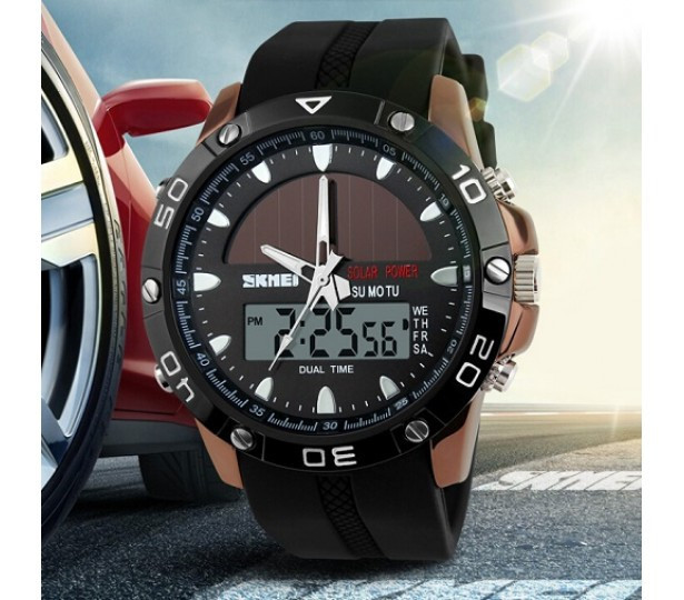 Мужские часы Skmei Solar 1064 на солнечной батарее black Киев - изображение 1