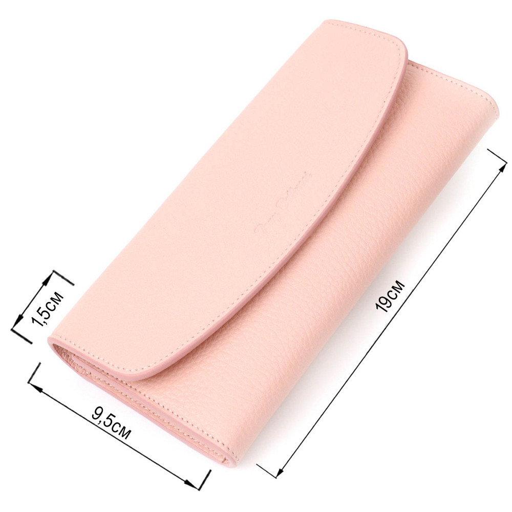 Оригінальний жіночий гаманець з монетницею на блискавці з натуральної шкіри Пудровий (Tony Bellucci) Київ - фото 7