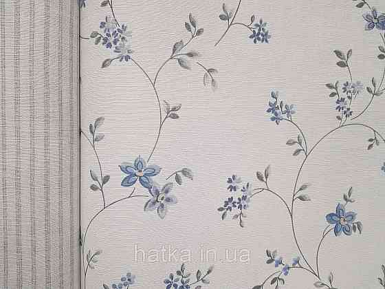 Шпалери вінілові на флізеліні A.S.Creation Maison charme 0.53x10 прованс квіти листя бузкові блакитні на білому Київ