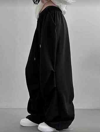 Жіночі стильні оверсайз штани двонитка Чорний Одеса