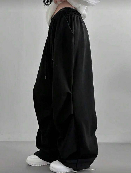 Жіночі стильні оверсайз штани двонитка Чорний Одеса - фото 4