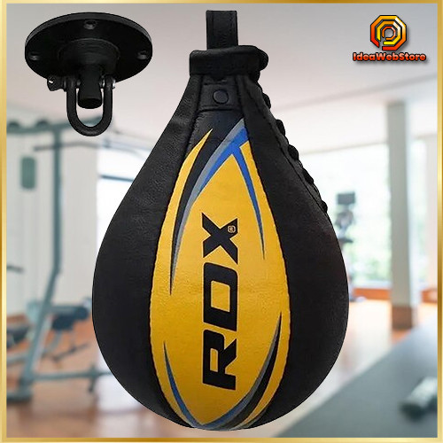 Пневмогруша боксерська RDX 2Y Speed Ball зі шкіри Yellow/Blue Тренувальна груша з кріпленням Swivel для боксу та MMA Київ - фото 6