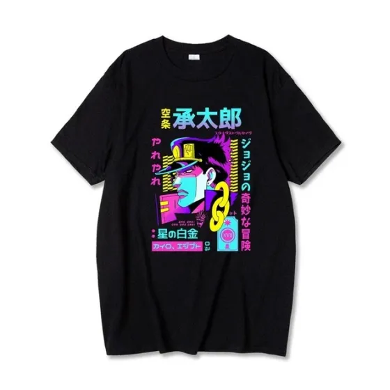 Футболка для хлопчика з аніме принтом ДжоДжо оверсайз (зріст від 165 до 180) Чорний AnimeT00036m Дніпро