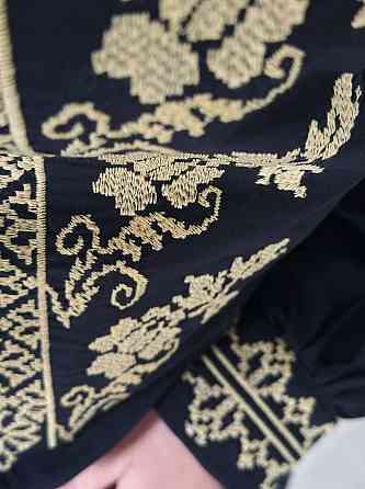 Женская черная современная вышиванка 80% хлопок, 20% полиэстер 46 Одесса