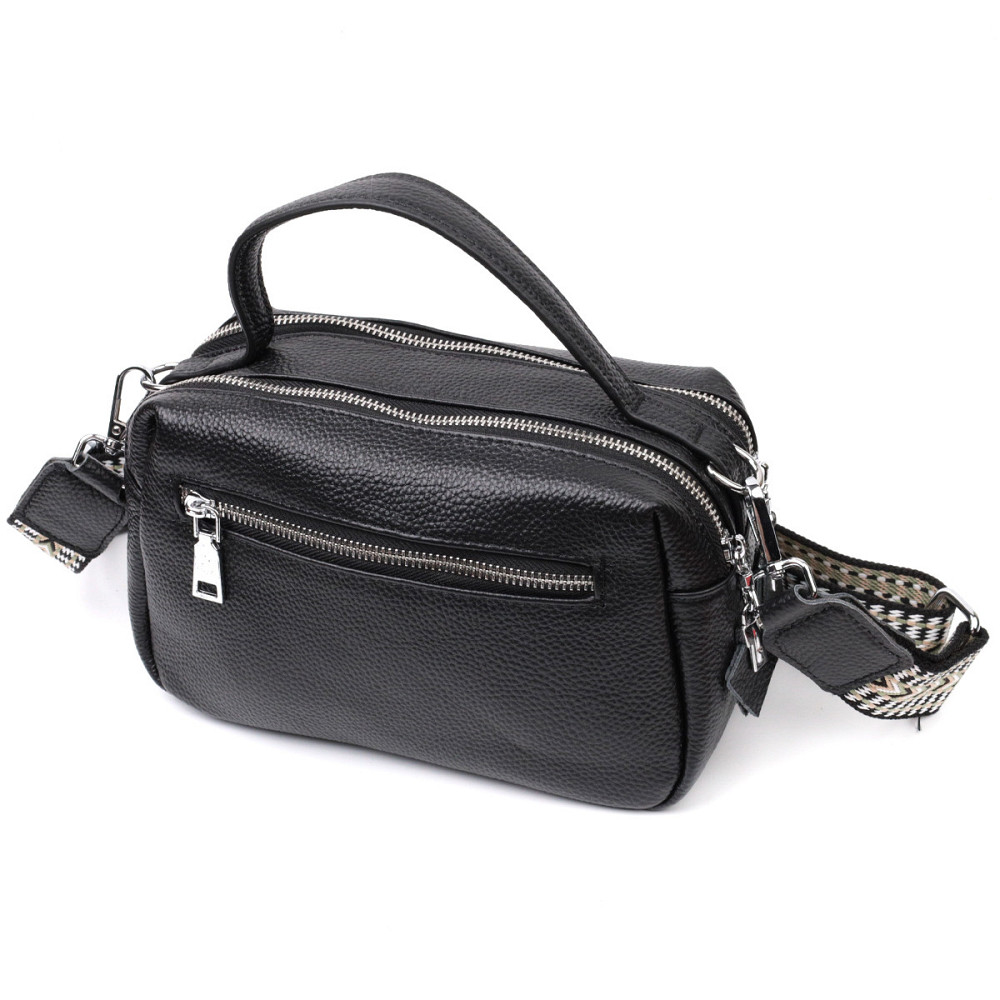 Сумка прямоугольная для женщин на два отделения из натуральной кожи Vintage 22343 Черная Киев - изображение 2