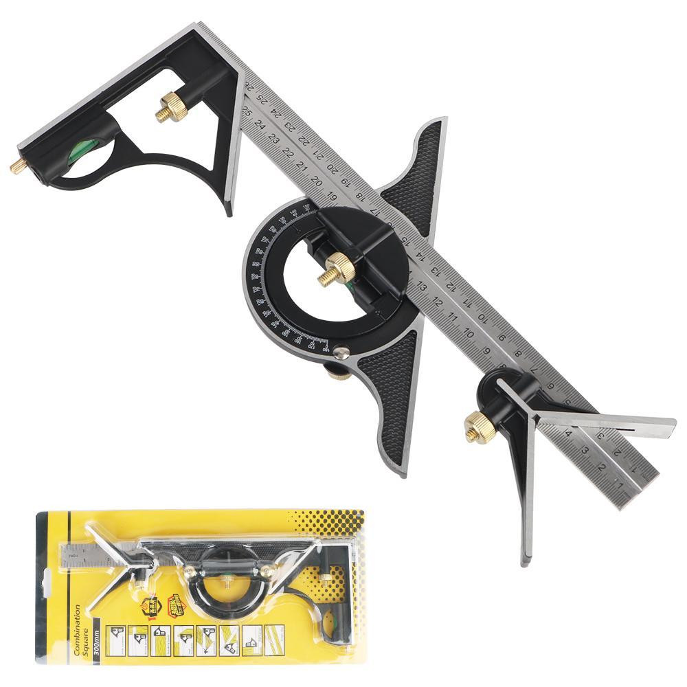 Будівельний кутомір 3в1 з транспортиром і рівнем складний металевий кутник 300мм Київ - фото 8