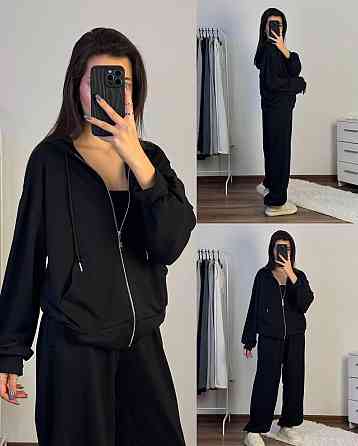 Жіночий прогулянковий оверсайз  костюм двійка: кофта і штани двонитка Одеса