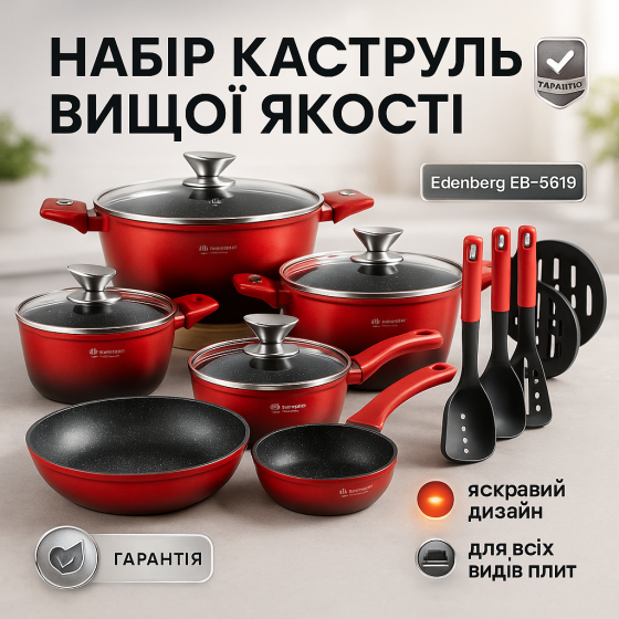 Набор кастрюль с крышками для кухни, Набор кастрюль с антипригарным покрытием для плит EM-84 Львов