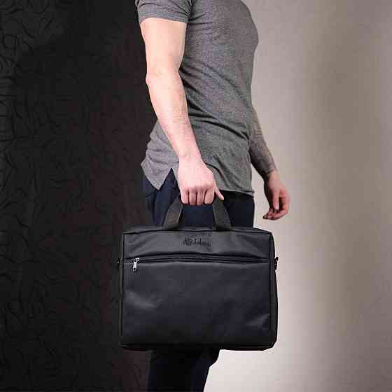 Практична ділова сумка з якісного поліестеру Чорний (FABRA) Київ