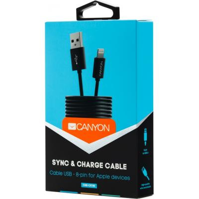 Дата кабель USB 2.0 AM to Lightning 1.0m Black Canyon (CNE-CFI1B) Винница - изображение 2