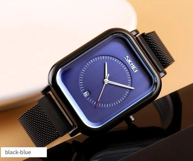 Класичний чоловічий наручний годинник Skmei 9207 Чорні з синім циферблатом Київ - фото 4