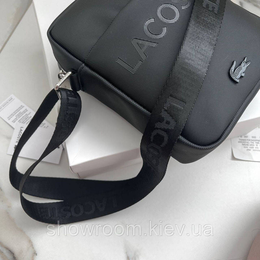 Чоловіча брендова сумка через плече Lacoste (2026) чорна Київ - фото 7