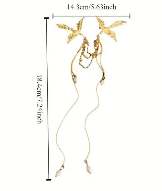 Брошка з птахами та ланцюжками – стильна золотиста прикраса Київ - фото 2