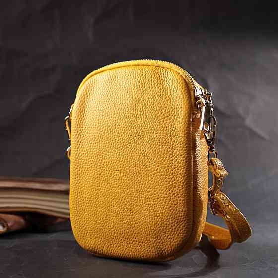 Оригинальная сумка для женщин из мягкой натуральной кожи Vintage 22342 Желтый Киев