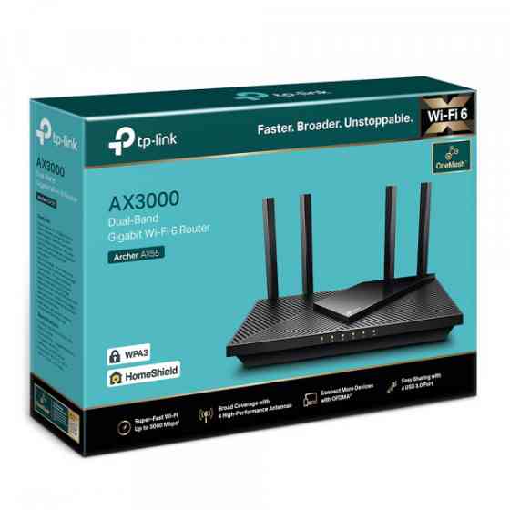 Маршрутизатор TP-Link Archer AX55 AX3000 4xGE LAN 1xGE WAN MU-MIMO OFDMA (Archer AX55) Киев