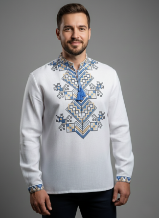 Чоловіча вишиванка на довгий рукав з орнаментом. Київ
