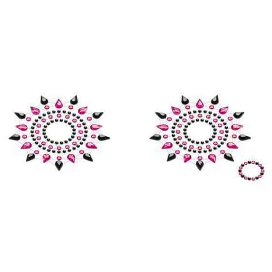 Пестіс з кристалів Petits Joujoux Gloria set of 2 - Black/Pink, прикраса на груди Sex Aura Київ