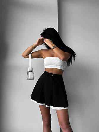 Женская трендовая юбка-шорты вельвет + коттон Черный, 46/48 Одесса