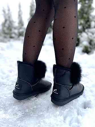 Угги жіночі OUQIDAGENI чорні натуральна шкіра зимові высота 16 см ( -1) Коломия