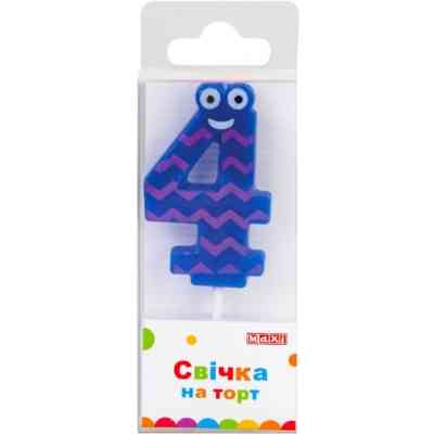 Свеча Maxi "4" 4,5 см, на торт (MX622053-4) Винница