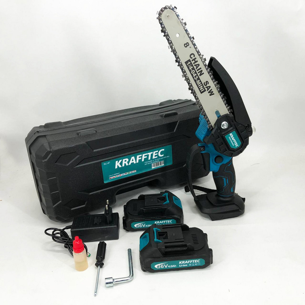 Побутова акумуляторна ланцюгова пила Krafftec 20 см, Компактна ланцюгова пила для дачі JN-48 Івано-Франківськ - фото 3