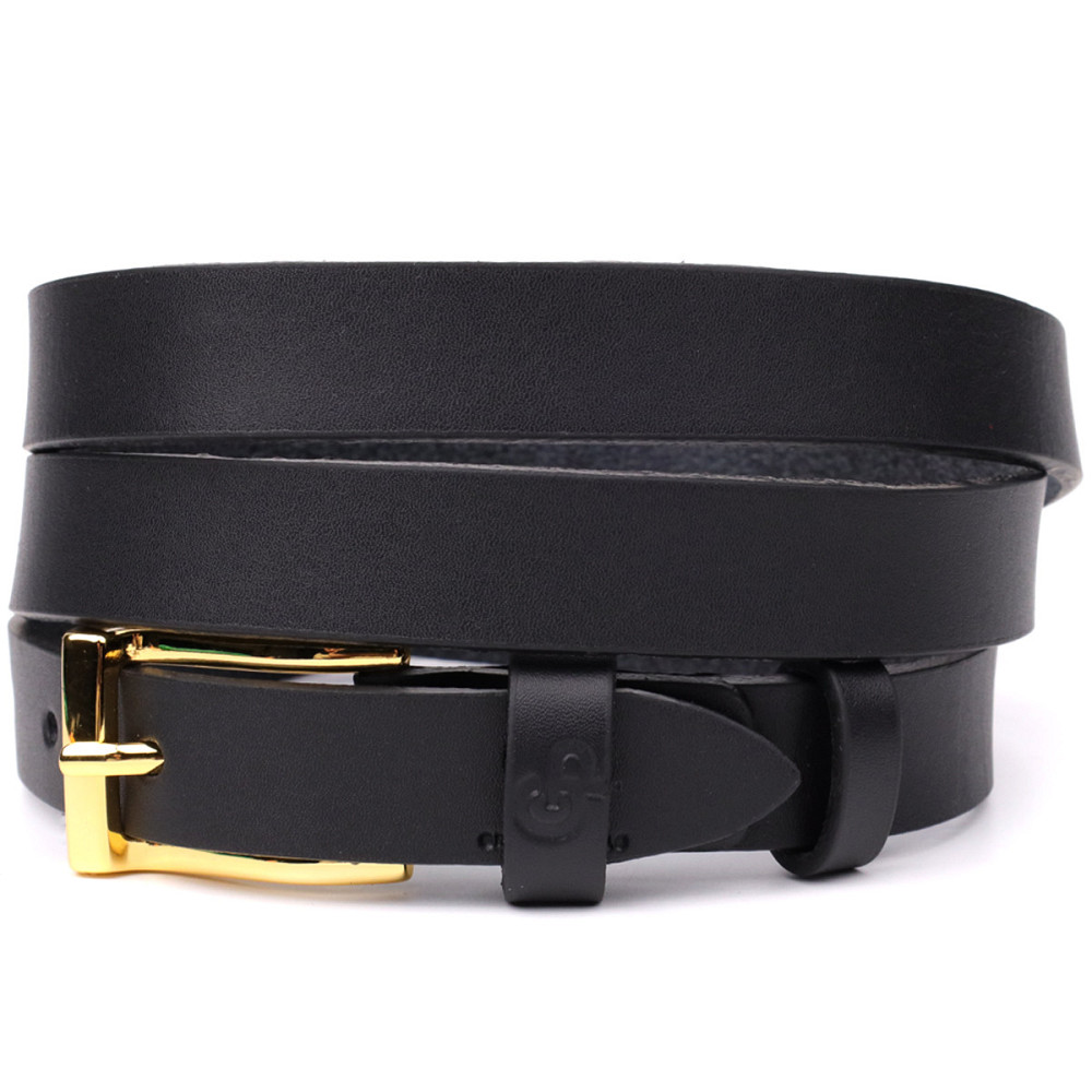 Тонкий шкіряний ремінь для жінок GRANDE PELLE 22947 Чорний Київ - фото 10