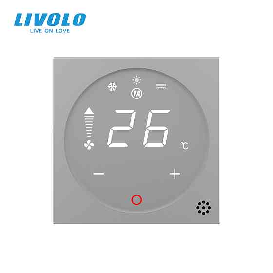 Термостат (терморегулятор) сенсорний для внутрішньопідлогового конвектора водяного опалення та фанкойла LIVOLO, сірий, модуль без рамки (VL-FCA-2IPS72 Коломия