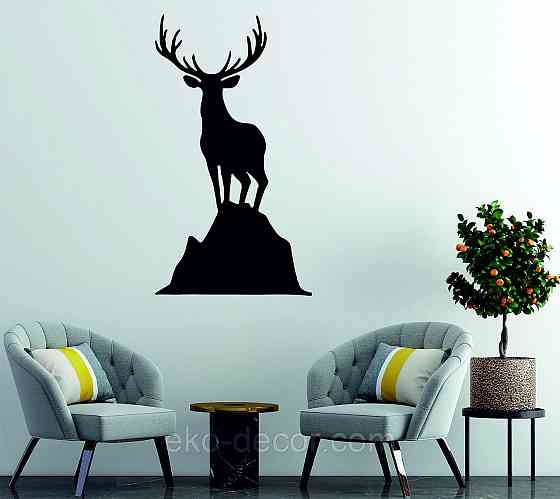 Декоративное настенное Панно «Олень», Декор на стену 70*38 см, Черный Киев