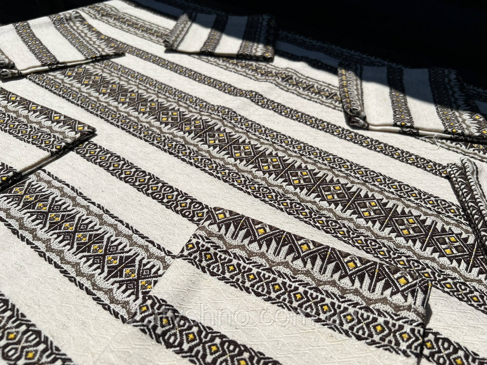 Вишита кавова скатертина на льону Київ - фото 8