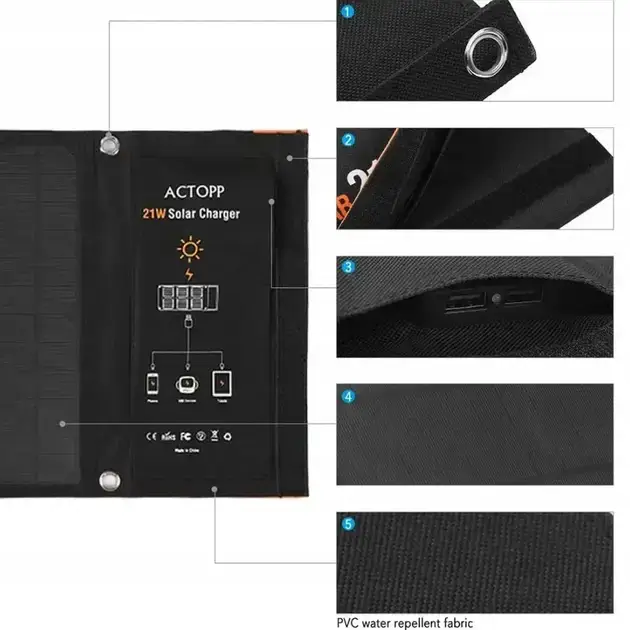 Заряджання на сонячній батареї 21Вт Solar Сонячна панель Вінниця - фото 3