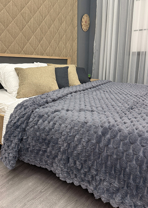 Плед-покривало 210х210 см (+-5см) Соти Сірий (87-205) Київ - фото 5