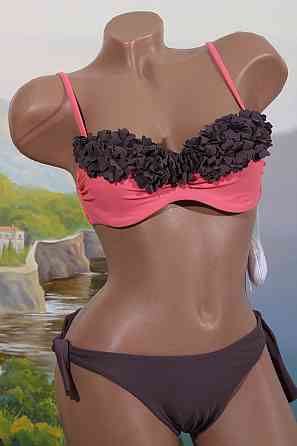 Роздільний купальник з рюшами Polovi S коричнево-кораловий Київ