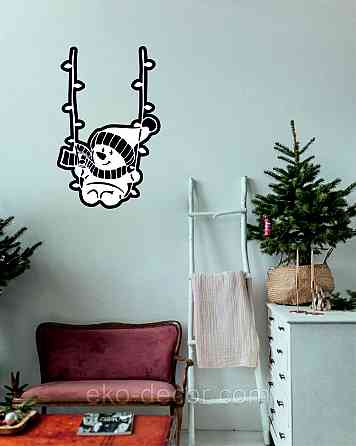 Декоративное настенное Панно «Снеговик», Декор на стену 90*57 см, Белый Киев