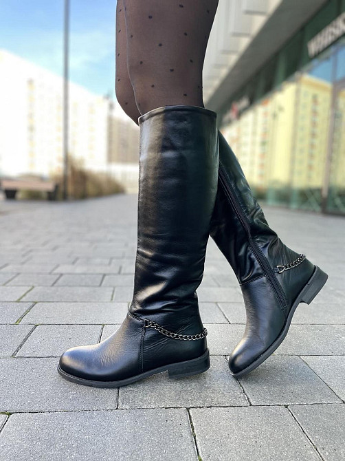 Valiente Чоботи жіночі VALIENTE чорні натуральна шкіра высота 40см обхват 38см размер 40р. (405 Коломыя - изображение 7