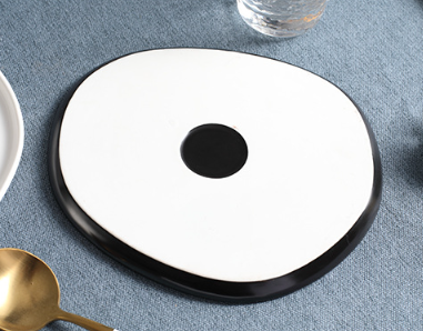 Тарелка БЕЛАЯ фарфоровая  под мрамор 24 см  СРЕДНЯЯ столовая тарелка Кременчуг - изображение 4