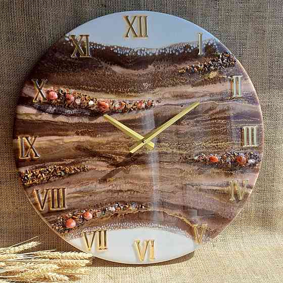 Годинник настінний 50 см з епоксидної смоли ручної роботи Дніпро
