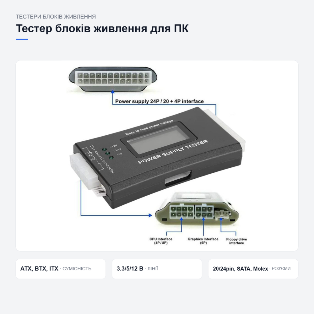 Тестер блоків живлення для комп’ютера Київ - фото 12