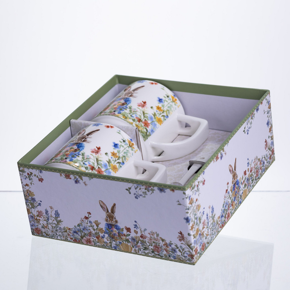 Набір подарункових чашок порцелянових Garden Rabbits 2 штуки по 300 мл із ложками HP-7323-3 Коломыя - изображение 6