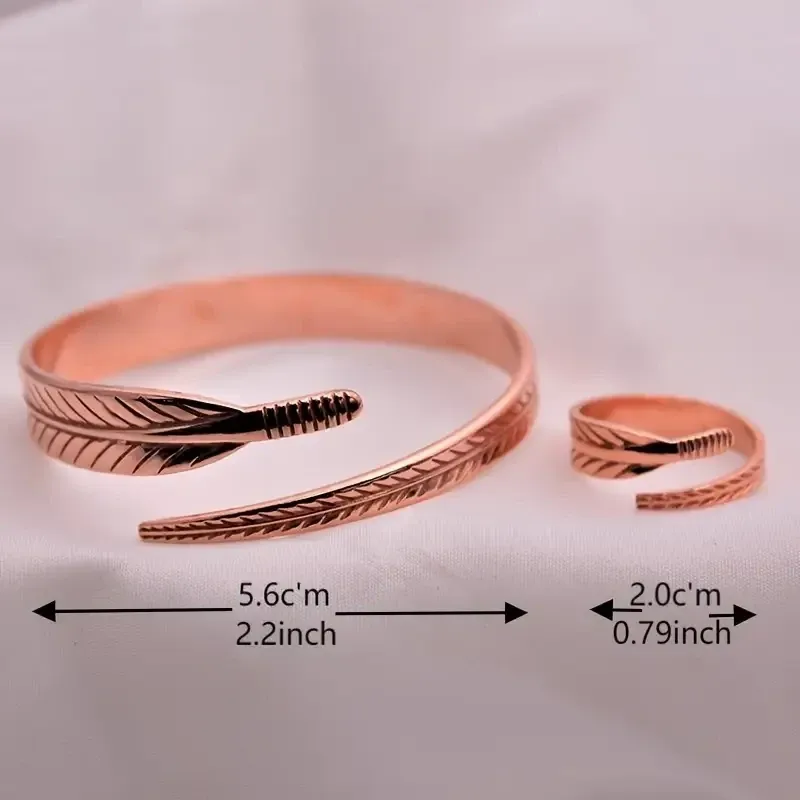 Набор медных украшений — браслет и кольцо с пером Киев - изображение 3