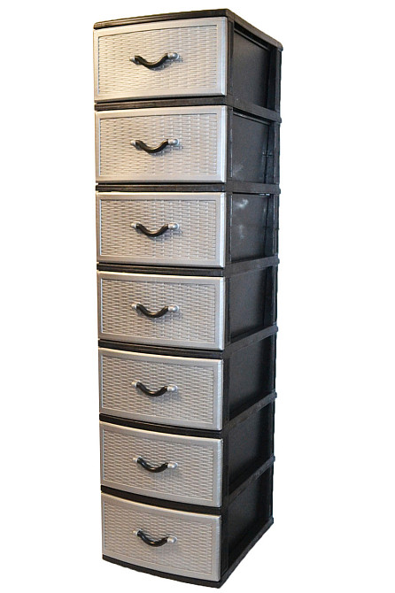 Комод пластиковый Style black (Стиль) 7 ящиков 48х38х155 Одесса - изображение 3