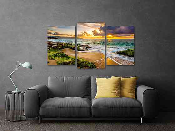 Модульна картина у вітальню/ спальню Захід Сонця Art-527_3 100x150 см Київ
