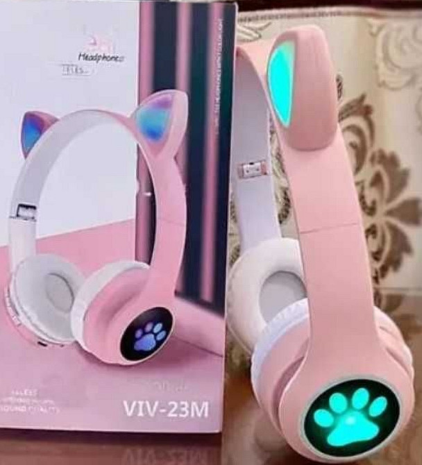 Детские наушники Cat блютуз со кошачьими ушками светящимися наушники Киев - изображение 1
