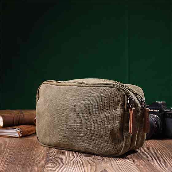 Чоловіча барсетка на два відділення з якісного текстилю Оливковий (Vintage) Київ
