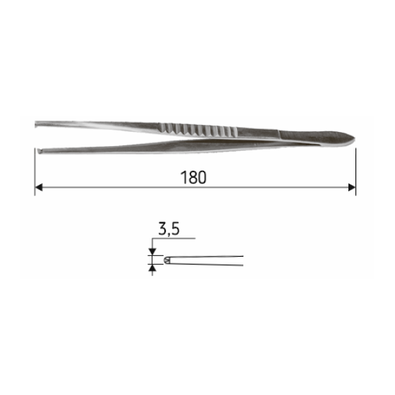 Пінцет хірургічний 1:2 зубий 18 см J-16-068 Дніпро