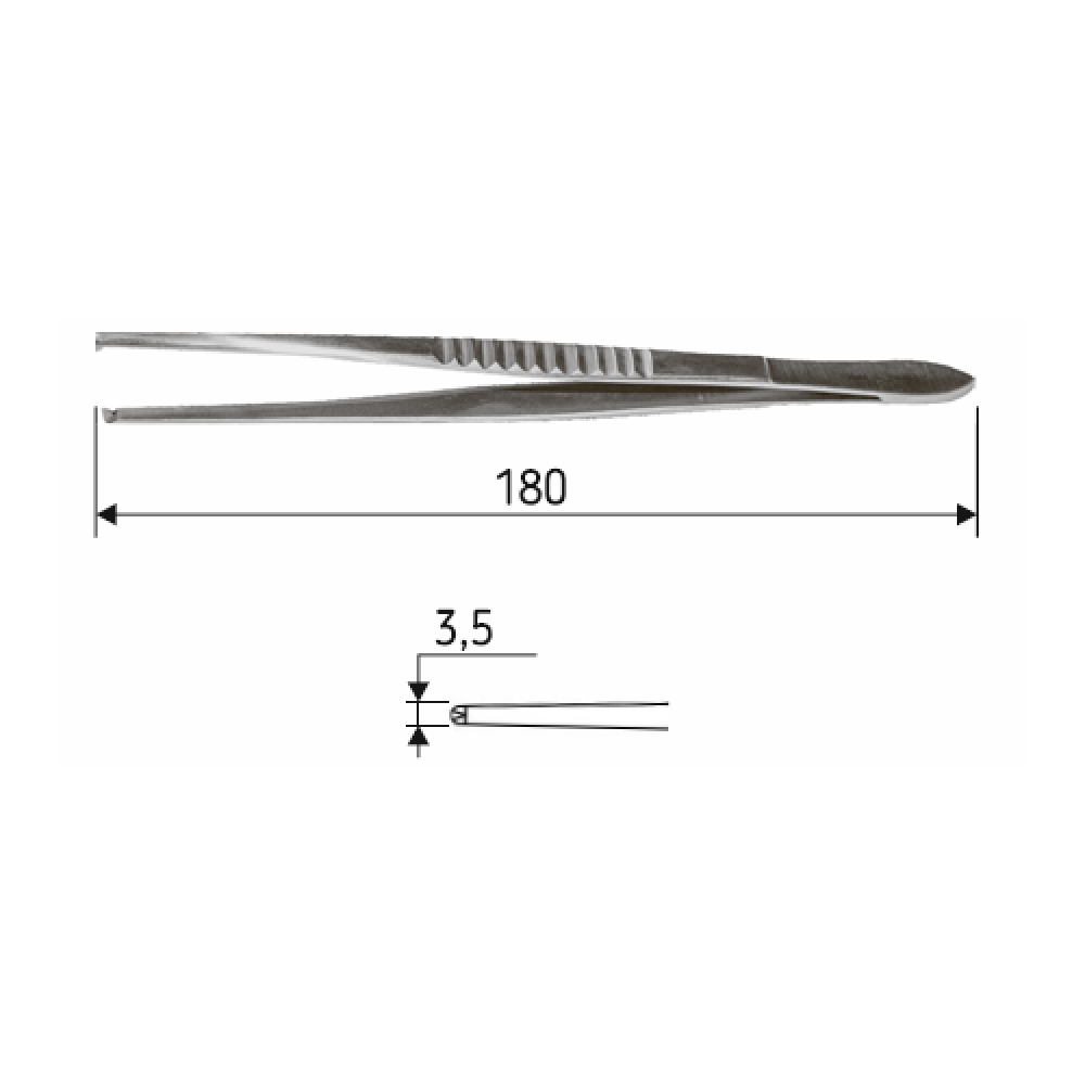 Пинцет хирургический 1:2 зубый 18 см J-16-068 Днепр - изображение 2