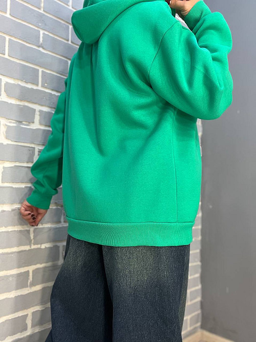 Толстовка женская Quzen 482 удлиненная на молнии капюшон базовая оверсайз утепленная флис one size, зеленый, one size Киев - изображение 8
