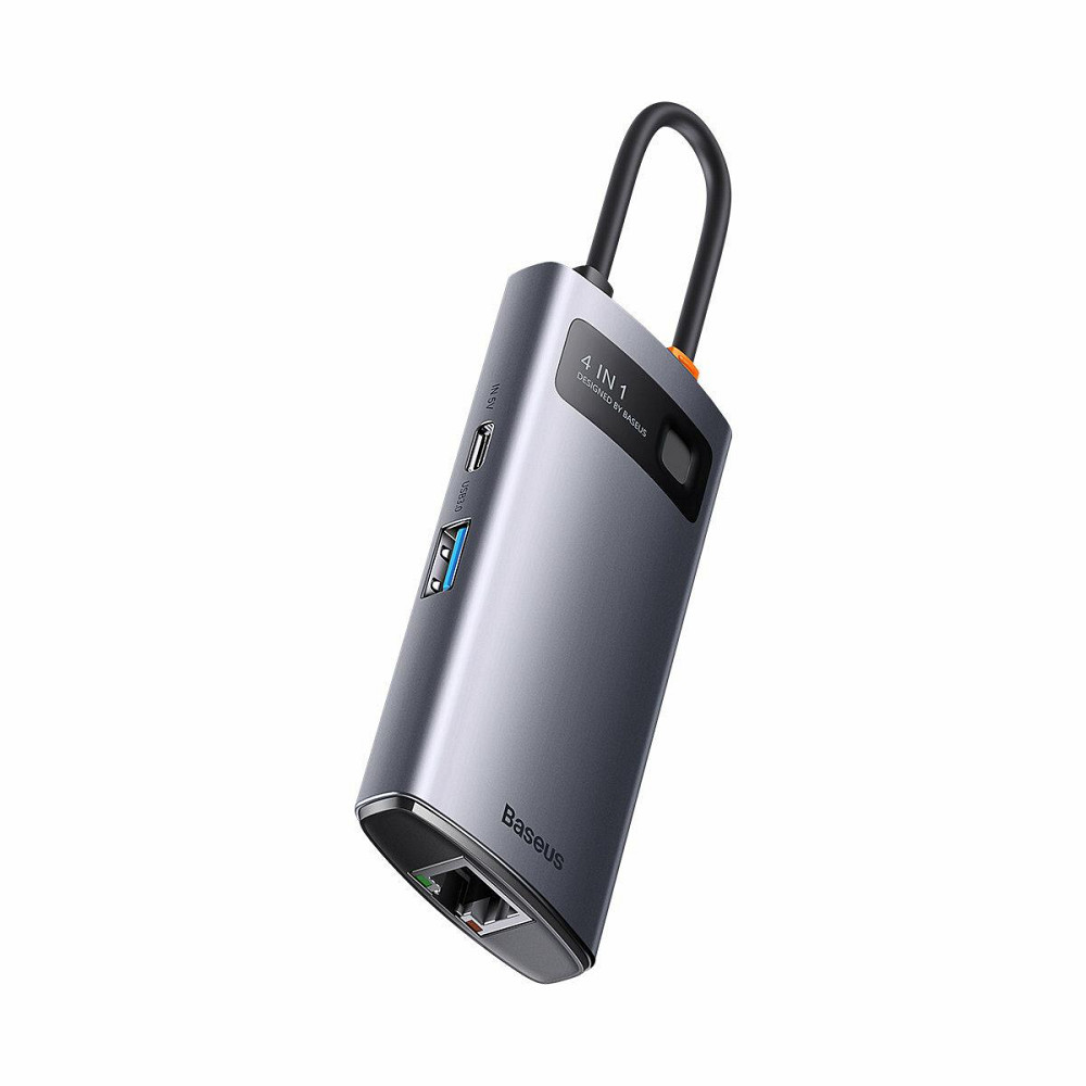 Док станція хаб для ноутбуку комп'ютеру Baseus Metal Gleam Series 4в1 багатофункціональний Type-C HUB Docking Station Gray (Type-C Одеса - фото 3